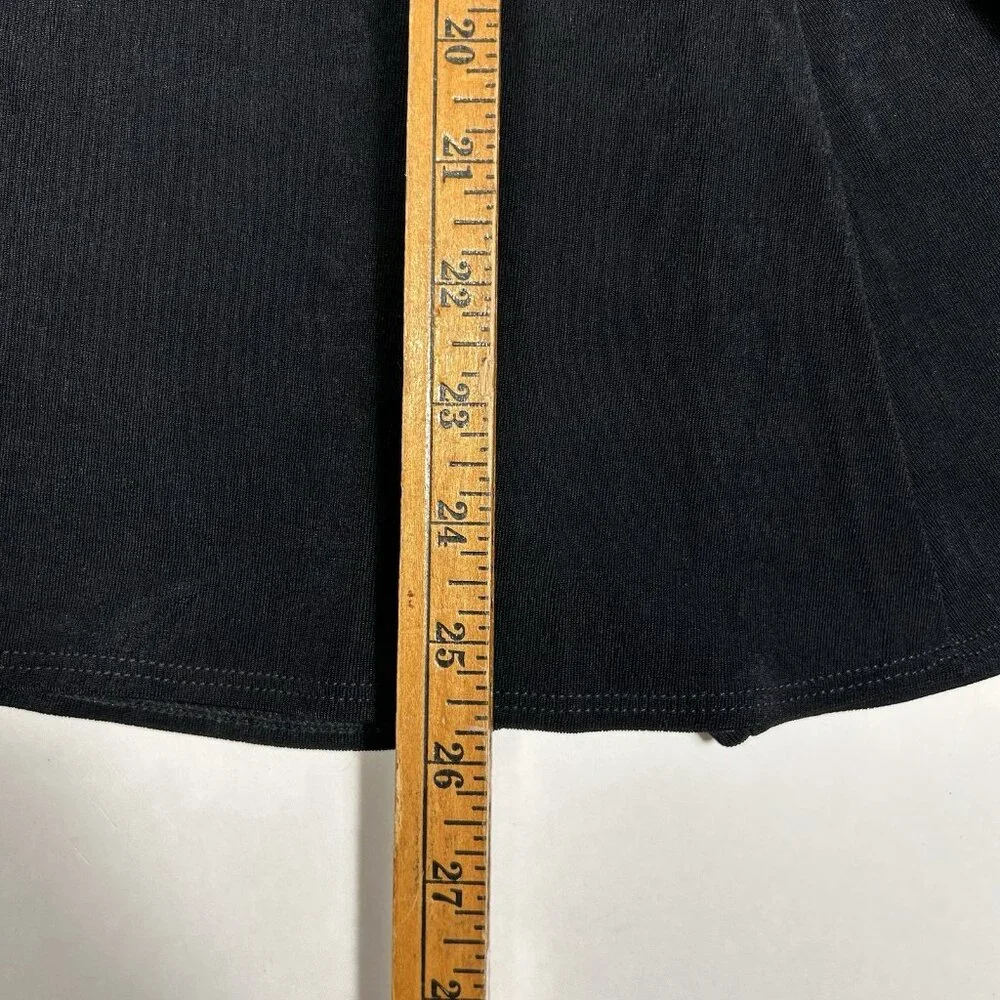 Chico’s Travelers Short Skirt Jersey Knit Slinky Flare Swing Black Pull On Sz M - Picture 10 of 10